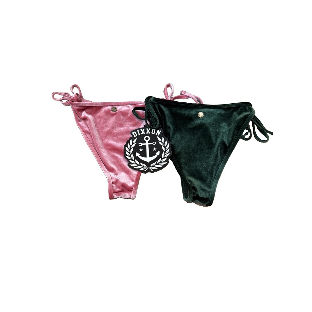 Dixxon Premium Swimwear Velvetini String Bikini Bottom Pink And GreenXL Mid Rise